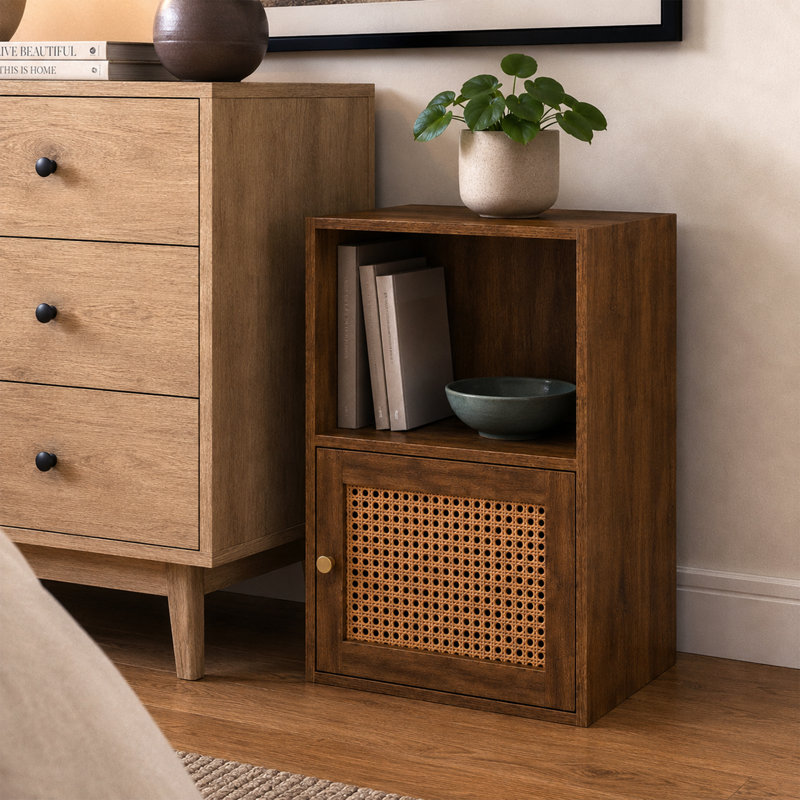 Renita 23.75" H x 16.5" W Cube Accent Cabinet, Brown