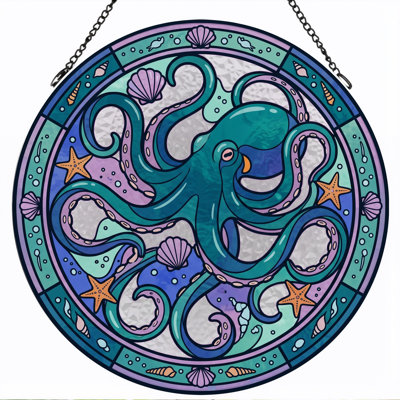 Panneau de vitrail Octopus Design - 7,8H