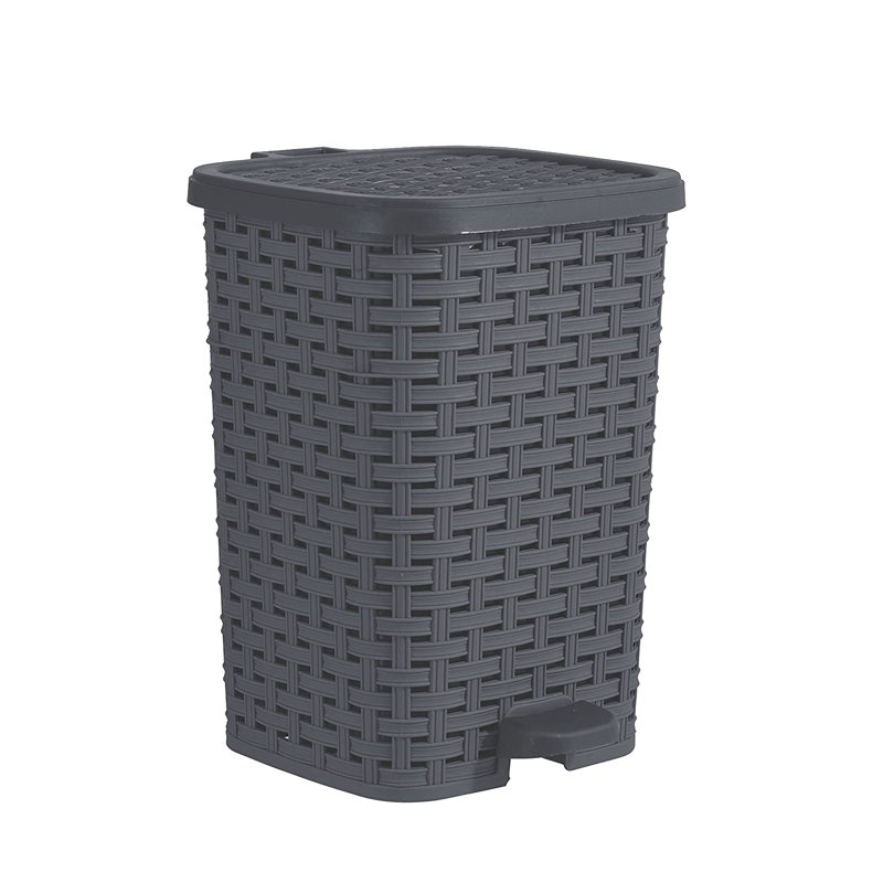 Poubelle à pédale en osier, H 13,25 po x l 10 po x P 11,25 po, Gris