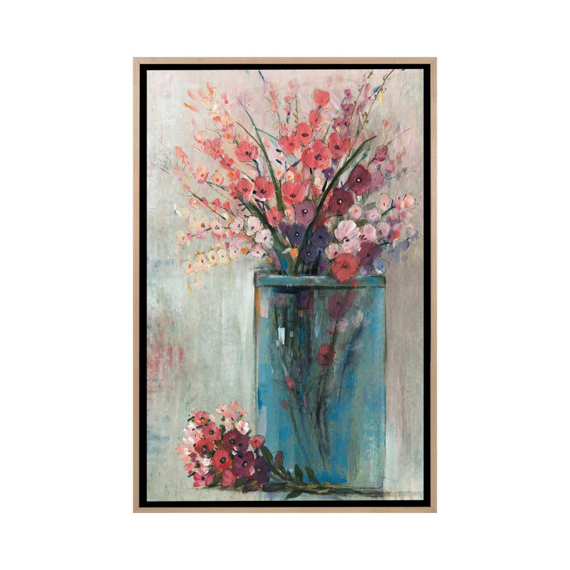 «Blue Jar I», reproduction d'art sur toile encadrée, H 40 po x l 26 po, Toile à cadre flottant sans passe-partout, Beige