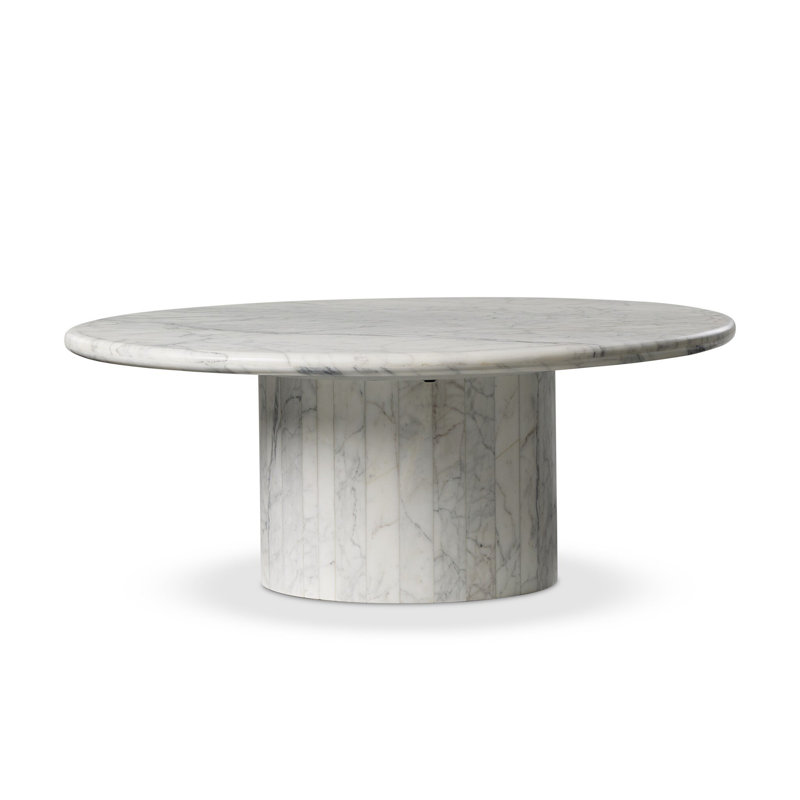 Stuart Marble Coffee Table, 15.5" H x 40.75" L x 34" W