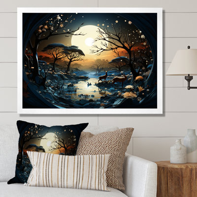 «Dreamy Moonlit Jungle I», art mural abstrait
