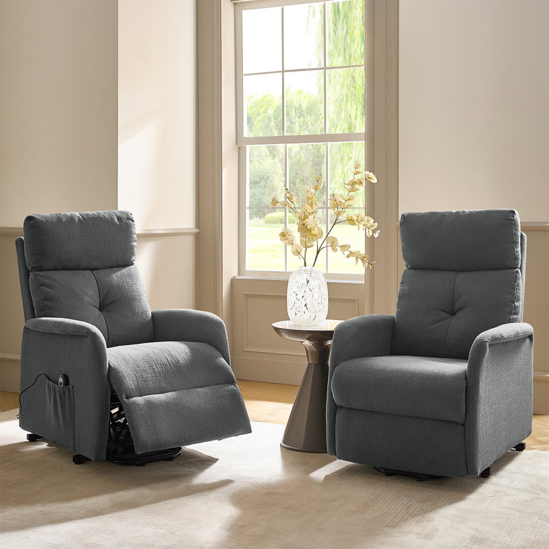 Armenuhi 26.75" Wide Power Lift Assist Standard Recliner (Set of 2), Gray Polyester
