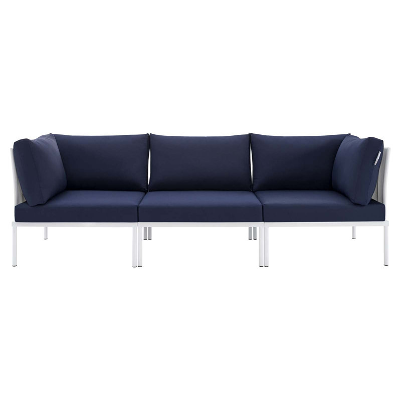Harmony Sunbrella Basket Weave Outdoor Patio Aluminum Sofa by Modway, Blue