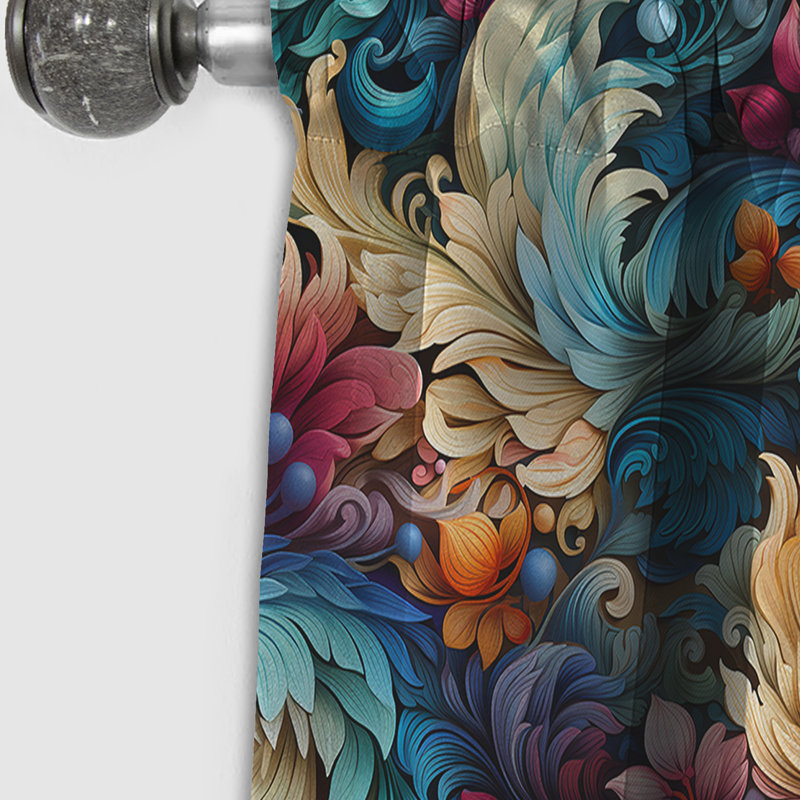 Rideau à motif floral motif cachemire Zen Tranquility IV - 1 panneau, L 52 po x L 95 po