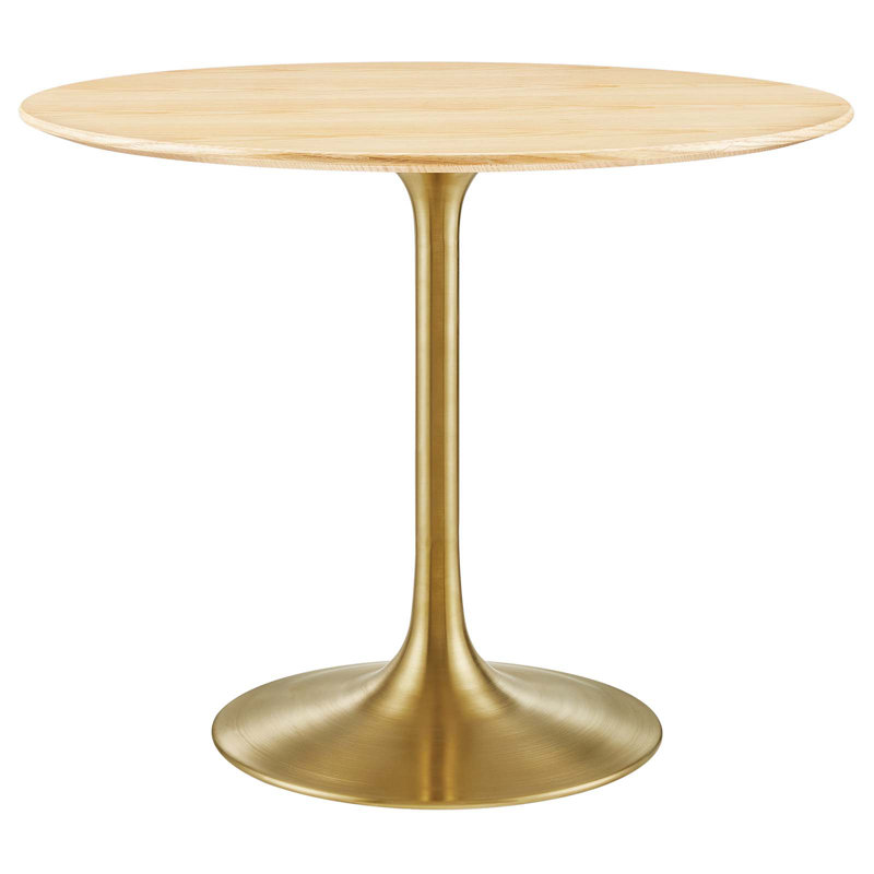 Modway Lippa Wood Dining Table, Natural, Gold, 60" L x 60" W