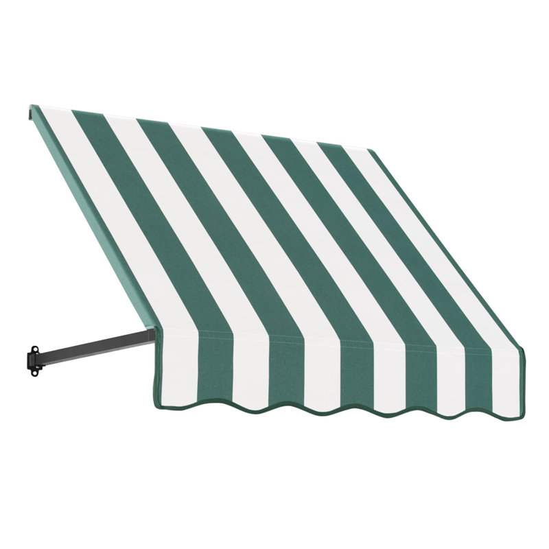 Auvent fixe en tissu acrylique rétro Awntech Dallas, H 16 po x l 40,5 po x P 30 po, Forêt / rayure blanche