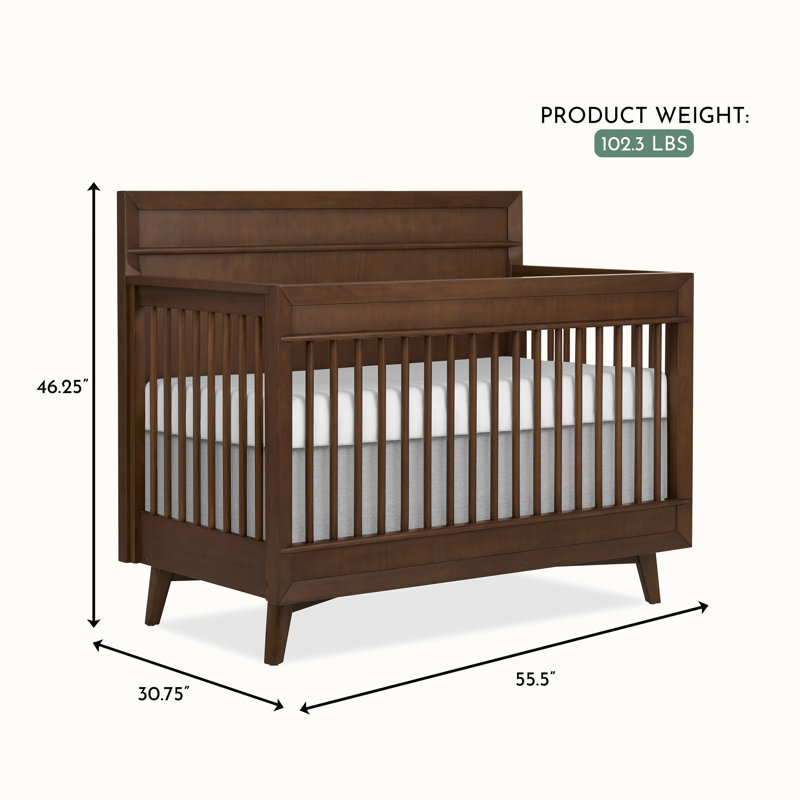 Lit de bébé 4-en-1 Evolur Loft Antilia Mid-Century, Walnut