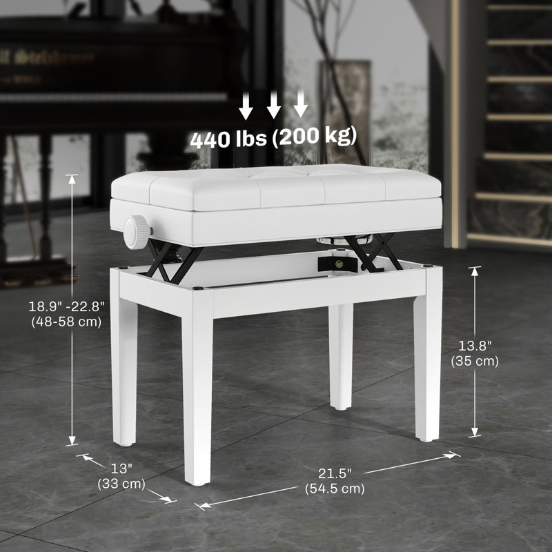 Banc de piano à hauteur ajustable avec rembourrage en similicuir