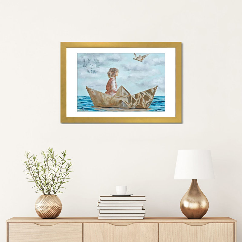 In In Stilte Vind Sy Haar Rigting - Reproduction d'art mural - Papier d'art encadré, 24" x 16", Framed Paper, Gold