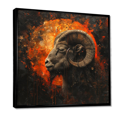 Orange Brown Astrology Cosmic Warrior Aries - Astronomy Aries Wall Decor