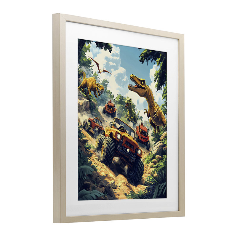 «Dinosaur & Monster Truck Adventure», reproduction encadrée sous verre, design by Creative Studio, H 16 po x l 13 po
