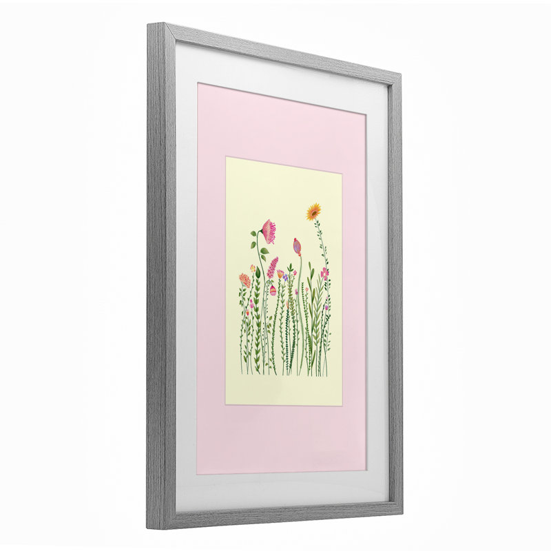 Reproduction encadrée sous verre Wild Sprig Over Rose, par Pooja Dave, H 23 po x l 17 po, Cadre de ferme gris