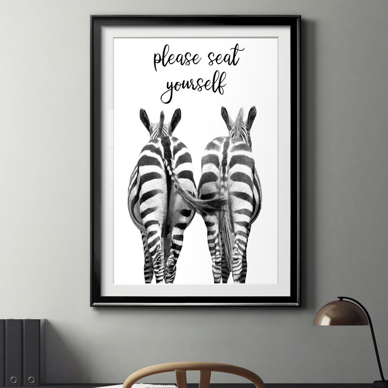 " Zebra Bum ", 22.5" H x 30.5" W x 1.5" D, Black Framed Paper