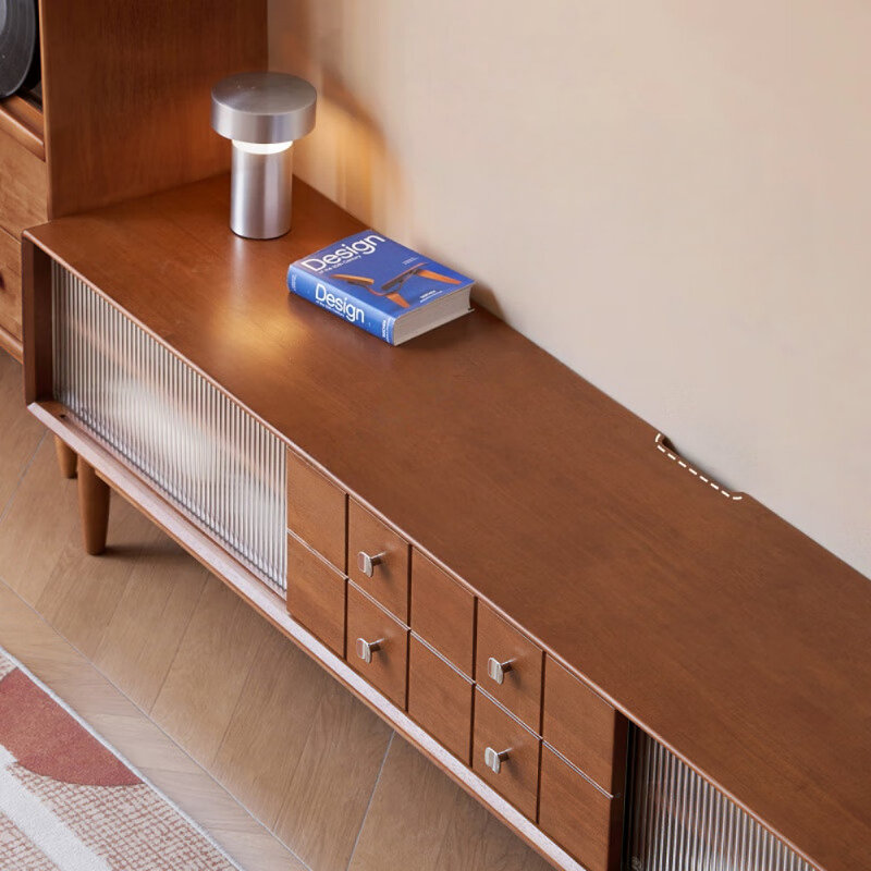 Meuble télé simple en bois massif brun