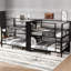 Lit superposé quadruple en métal noir pleine grandeur avec rangement et garde-robe, construction, sommeil silencieux, installation facile, espace peu encombrant, noir, avec structure encastrée, sans grincement, trop haut
