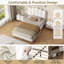 Velvet Upholstered Bed Frame, Scalloped Channel Tufted, Height Adjustable Headboard, Gold Feet, Under-bed Storage, Beige, No Mattress-650531611