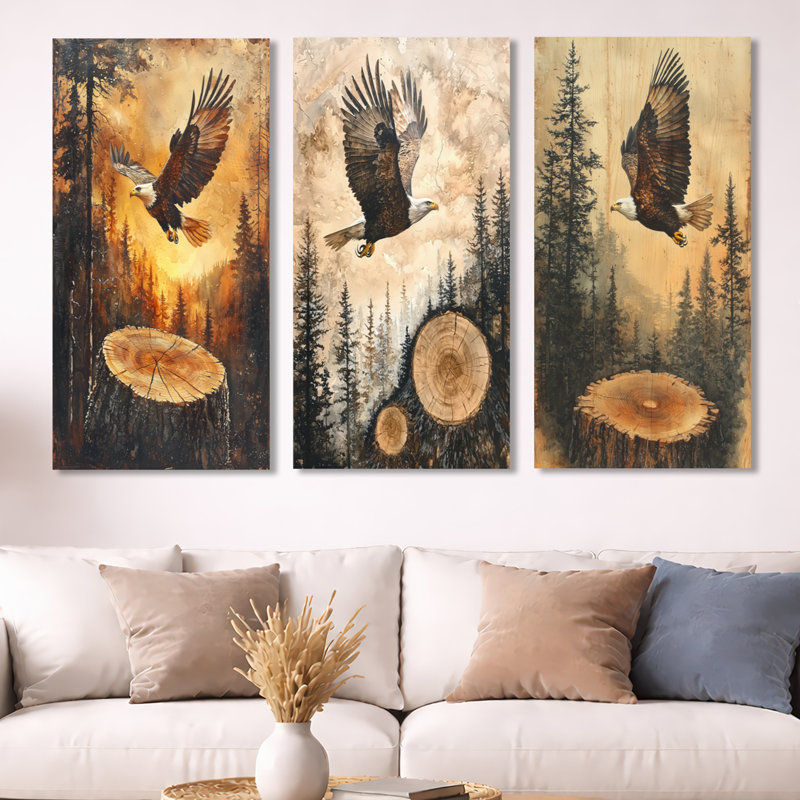 «Large Eagle Spirit of the Wind I - Eagle», art mural en métal 3 pièces, H 40 po x l 60 po