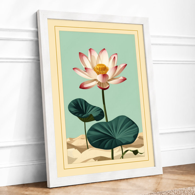 Water Lily Study Botanical - Framed Print, A2 - 59.4 x 42.0 cm, White