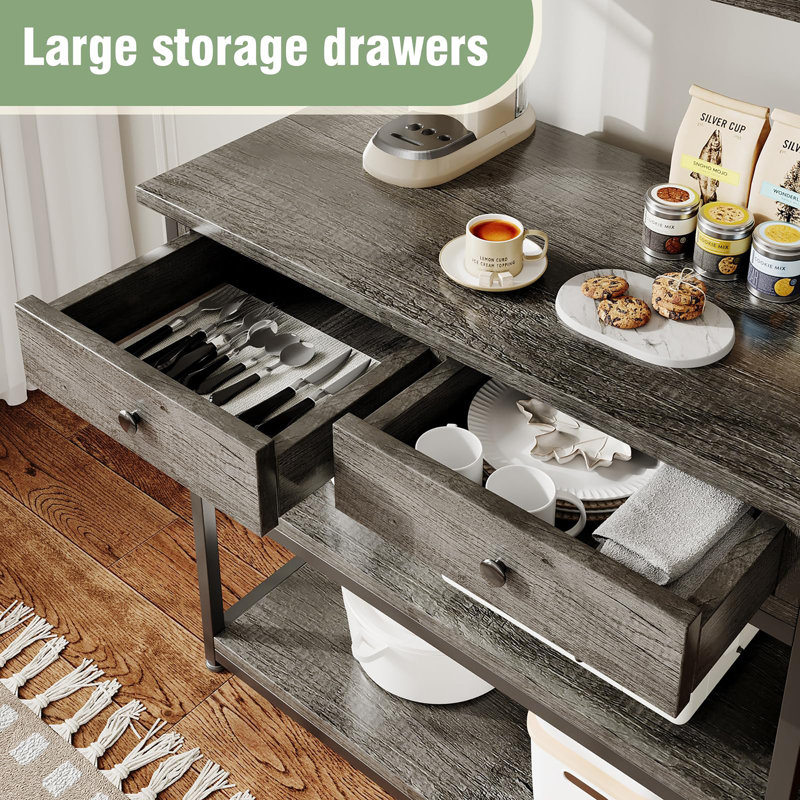 5-Tiers Microwave Oven Stand, Kitchen Storage Rack, Grey