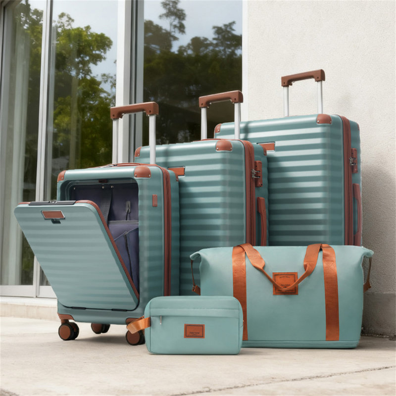 Ensemble de 5 valises avec ouverture frontale, Antique blue green
