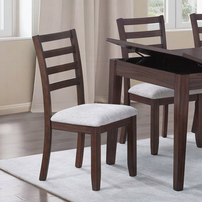 Chaise d'appoint de salle à manger à dossier échelle avec dossier rembourré et pieds courbés (ensemble de 2)