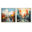 Paysage urbain d'Atlanta, coucher de soleil I - ensemble de salon d'art mural d'Atlanta, 2 pièces-752202511-752202512