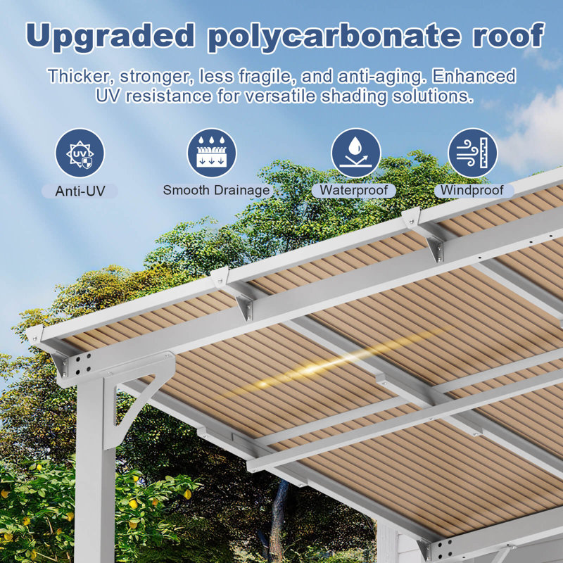 10' x 10' White Aluminum and Polycarbonate Solar Gazebo