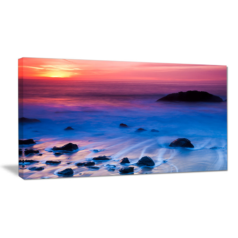 « brillante couleur rocky coast coast »-impression, H 16 po x l 32 po x P 1 po, Toile tendue