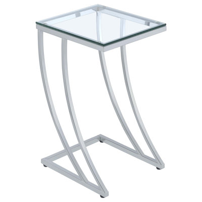 Draper Chrome Rectangular Glass Top Sofa Side Table