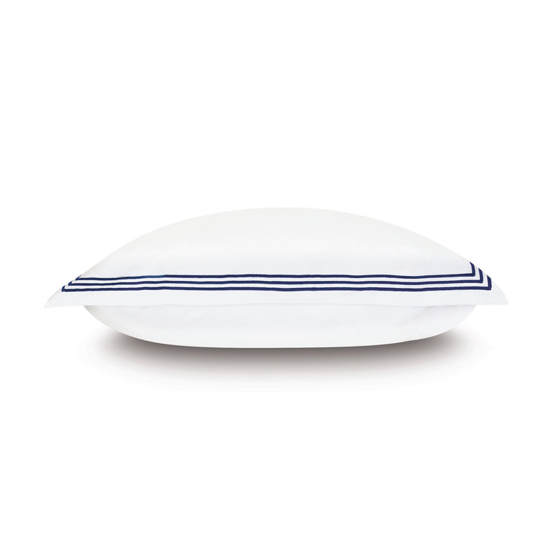 Tessa Cotton Sham Set, White/Navy, Standard, Multi-stripe