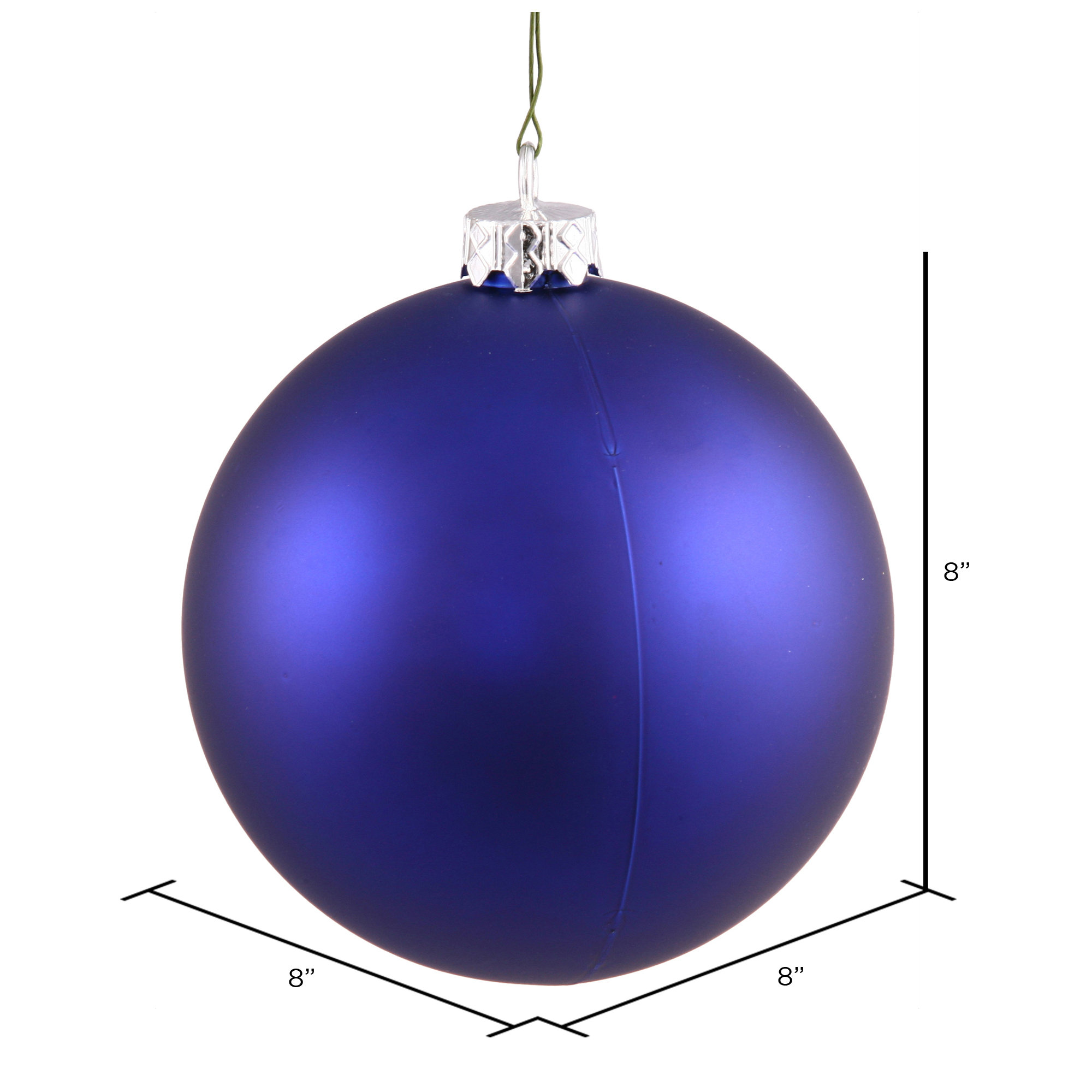 Holiday Décor Ball Ornament, 8" H x 8" W x 8" D, Cobalt Blue