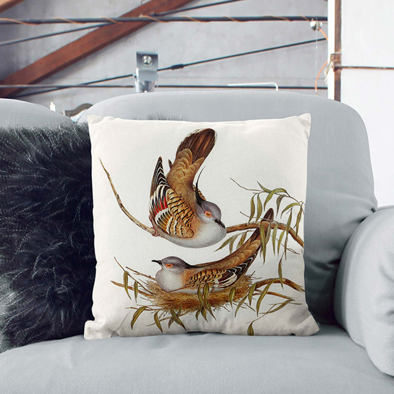 Floral Square Cushion, Stone, 40cm H x 40cm W x 15cm D