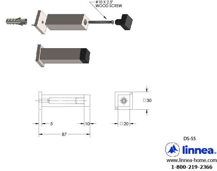 Stainless Steel Baseboard Stop, Satin Stainless Steel