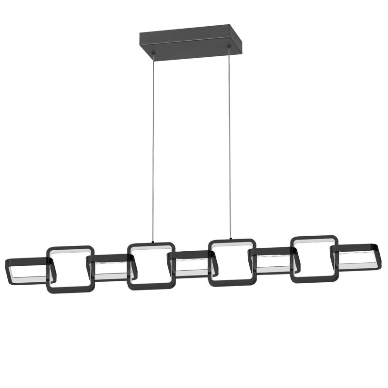 Luminaire suspendu carré à 1 lumière pour îlot de cuisine Emra, Noir mat