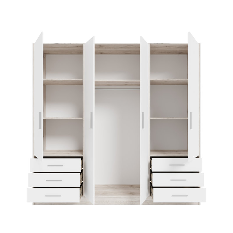 Ingram 4 Door Wardrobe, Sand Oak/White Matt