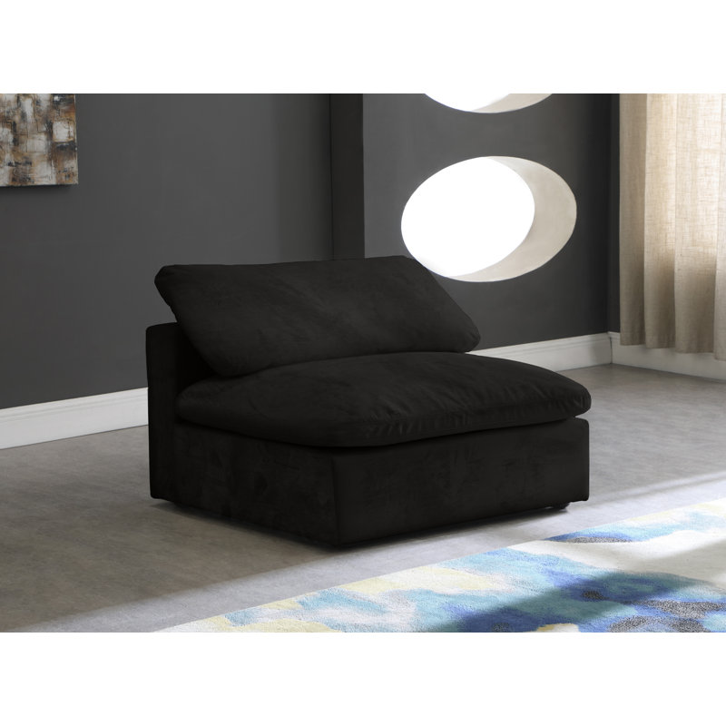 Millersburg 39" W Velvet Convertible Chair, Black Velvet