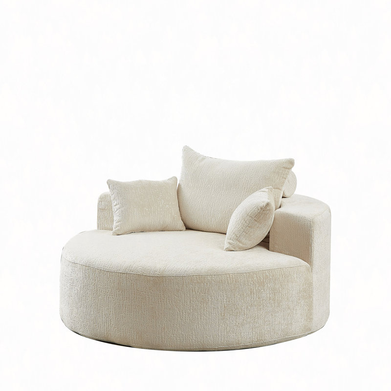 Canapé éponge Boneless, fauteuil-lit moderne moelleux, Chenille beige, 35" H x 55" W x 55" D