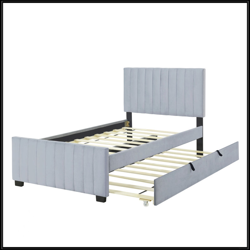 Lit plateforme tapissier simple en velours