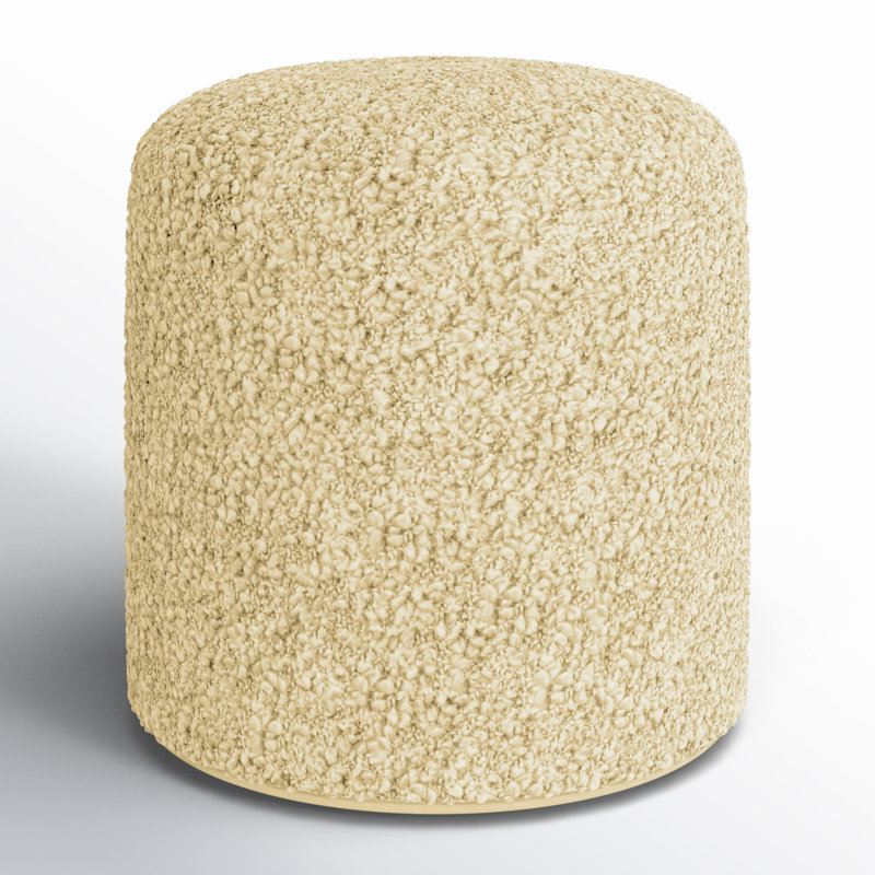 Grayden Upholstered Pouf, Off White Polyester Blend