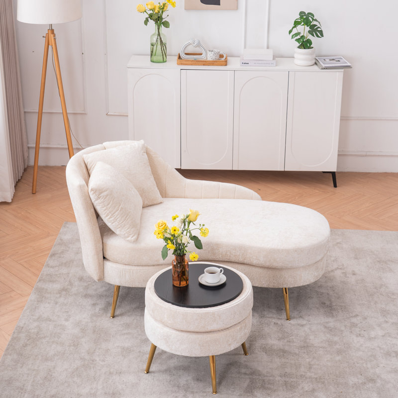 Coussin lombaire d'intérieur en chenille de 58 po avec repose-pieds, Beige