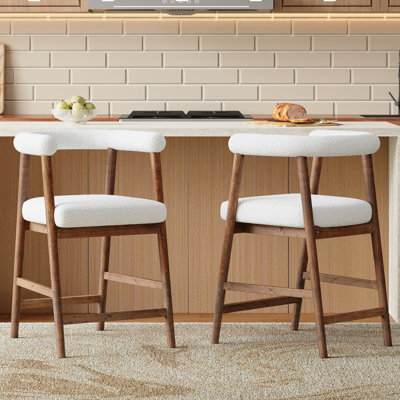 25''  Seat Height  Bar Stools With Back,  Comfortable Counter Stools For Kitchen Island/Dining Room, Set Of 2
