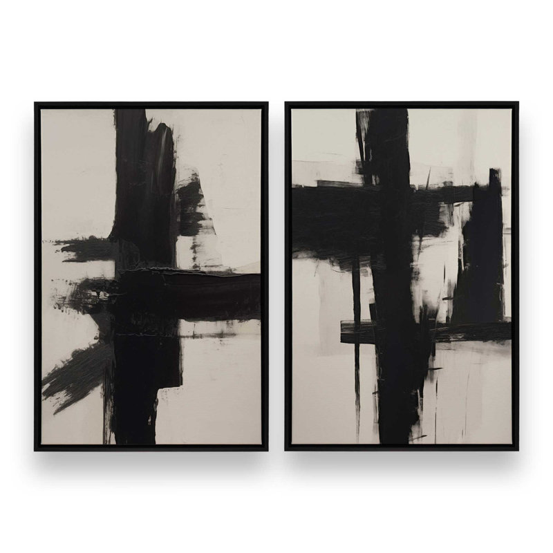 Contrast in Silence, ensemble de 2 impressions sur toile, Cadre flottant noir satiné, H 12,75 po x l 17,5 po x P 1,75 po