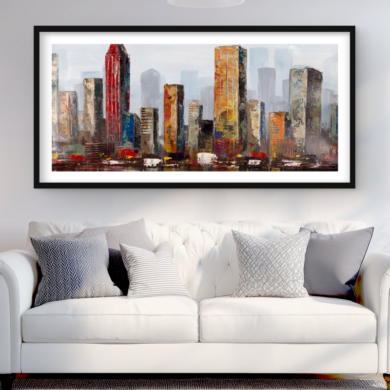 «Rust Look City» - reproduction matte encadrée pour la décoration intérieure, Noir