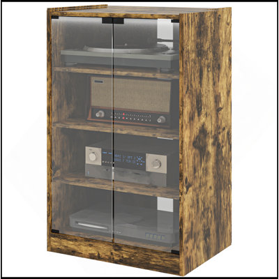 Versatile Media Cabinet With Adjustable Shelves And Glass Doors For Organized Entertainment Setup