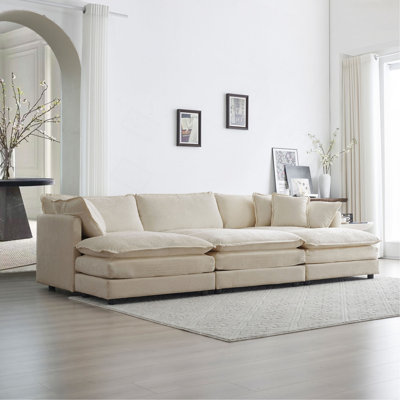 Canapé modulaire confortable en U modulaire réversible confortable à 6 places avec 3 repose-pieds, 3 coussins décoratifs et 2 coussins d'accoudoirs