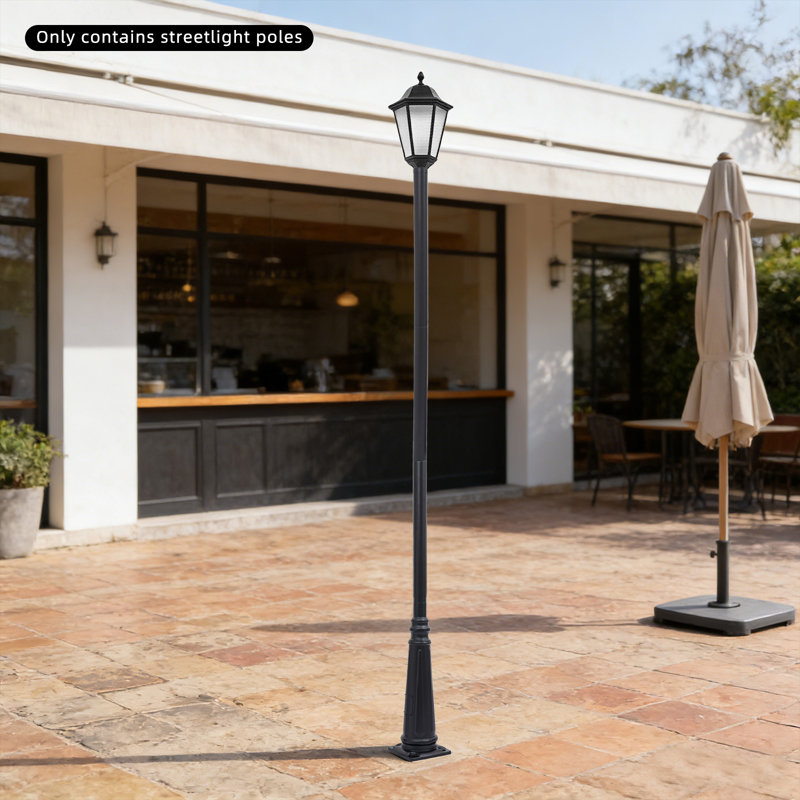 Outdoor Heavy Duty Metal Lamp Post With Ground Cage, 122.04" H x 10.63" W x 10.63" D