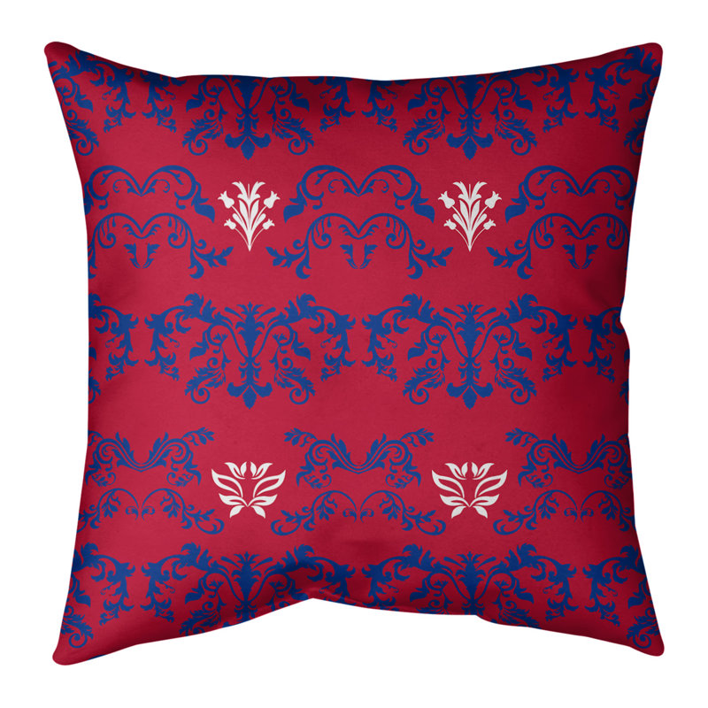 Housse de coussin Buffalo Football Baroque, 14 po x 14 po, Rouge / bleu marine / blanc, Polyester sergé