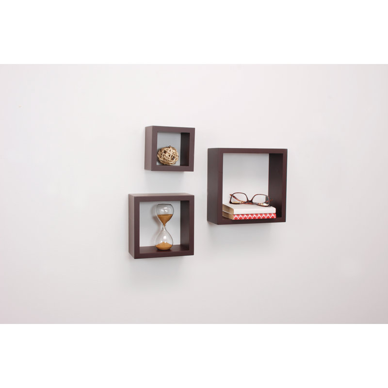 Golo 3 Piece Square Floating Shelf, Espresso