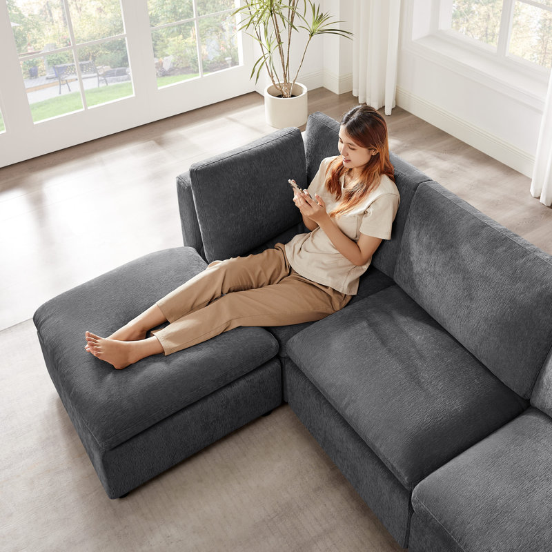Canapé modulaire rembourré 6 pièces Zariza, Mélange de polyester gris
